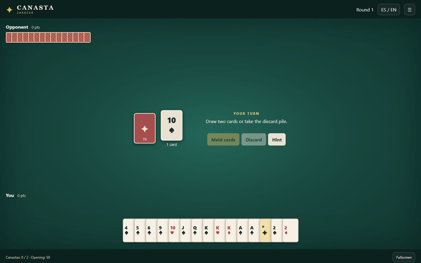 Screenshot of Canasta