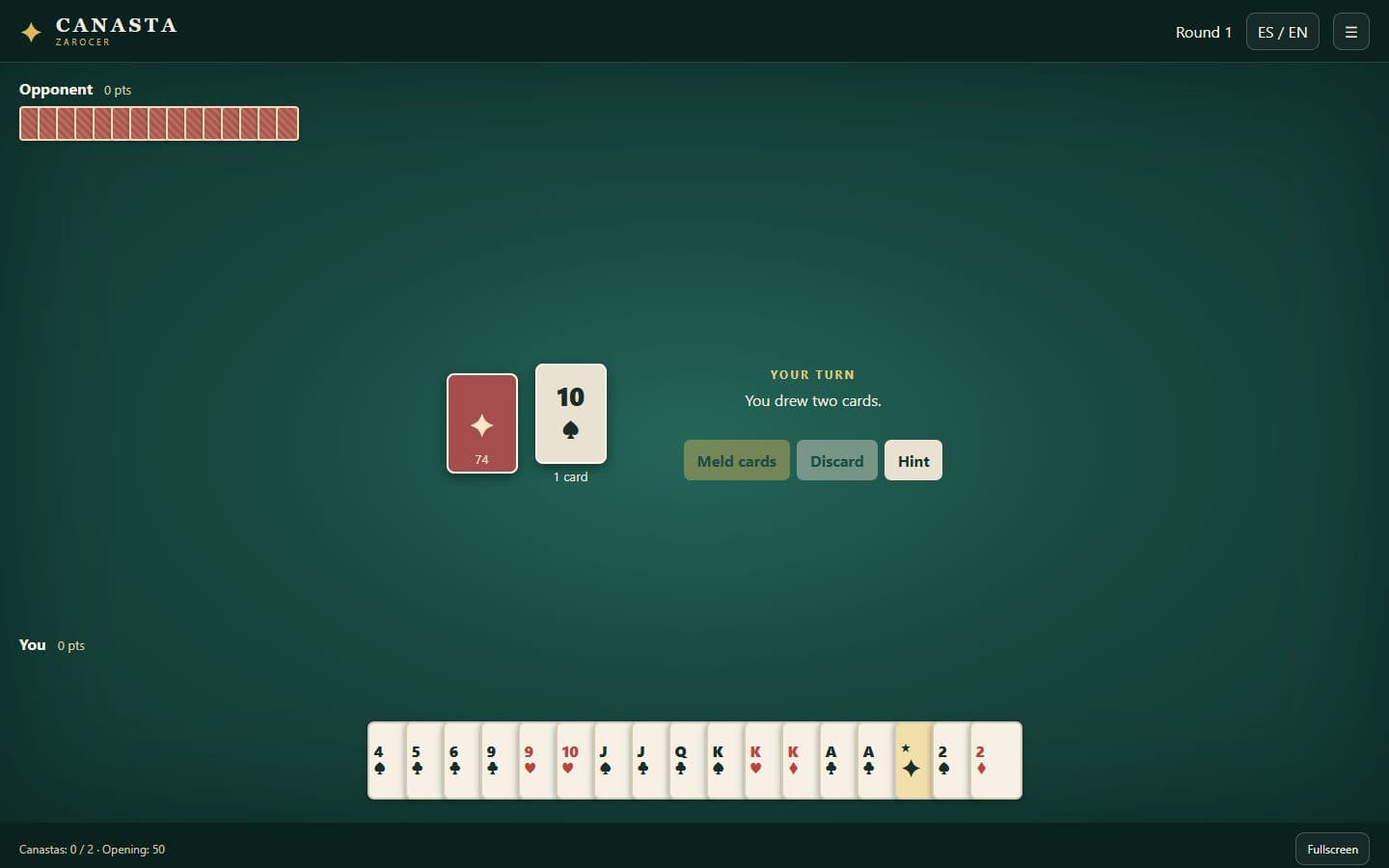 Canasta after a move.