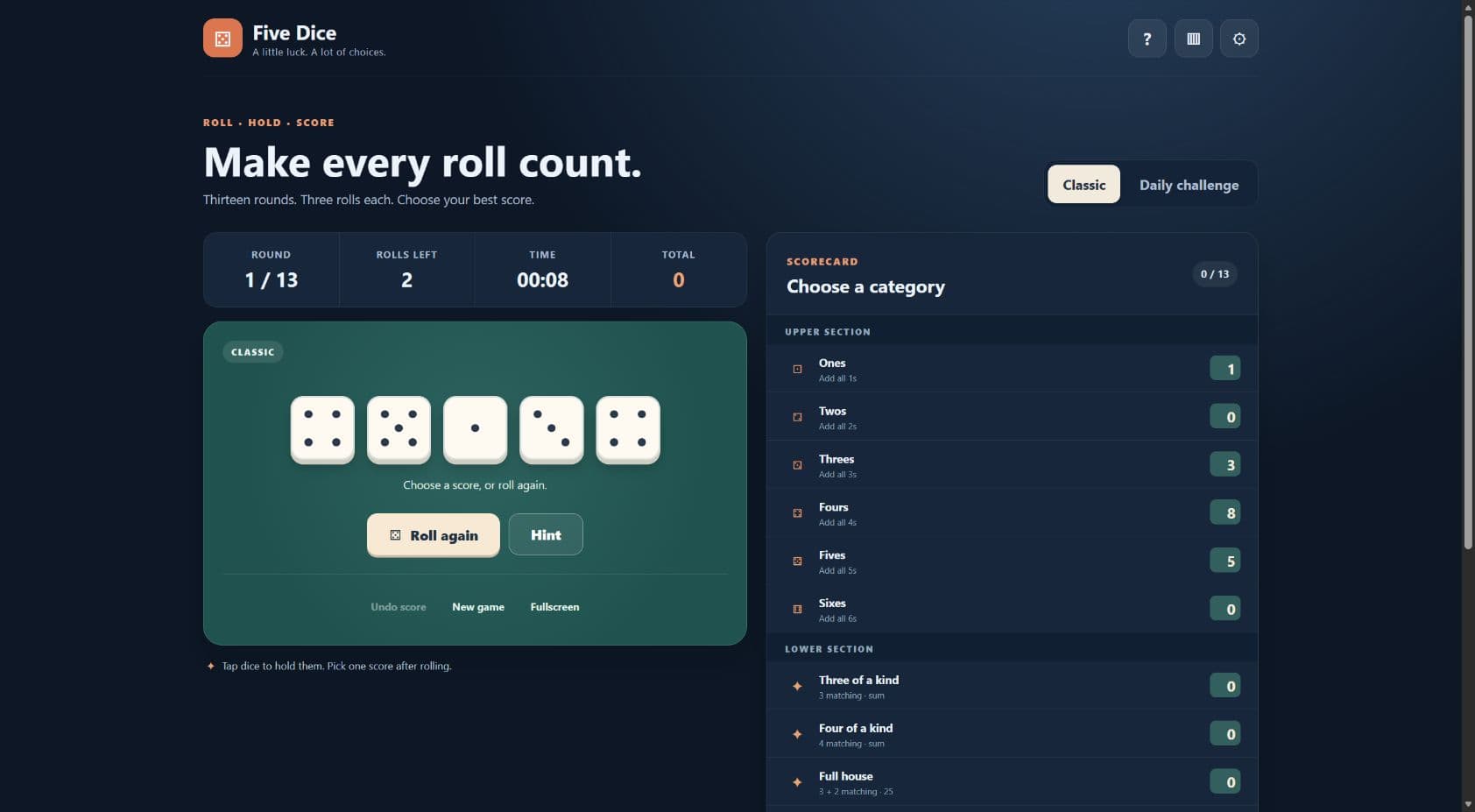 Game screenshots 2: Five Dice