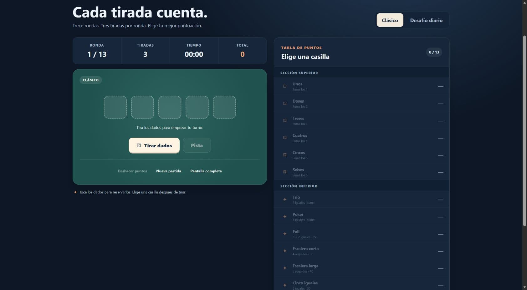 Screenshot of Five Dice