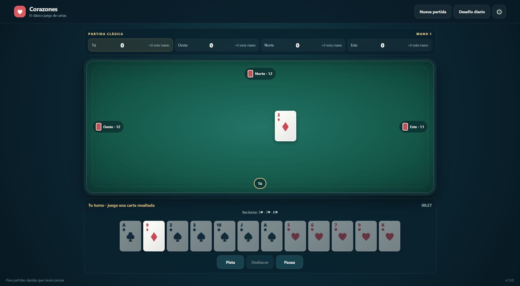 Screenshot of Hearts
