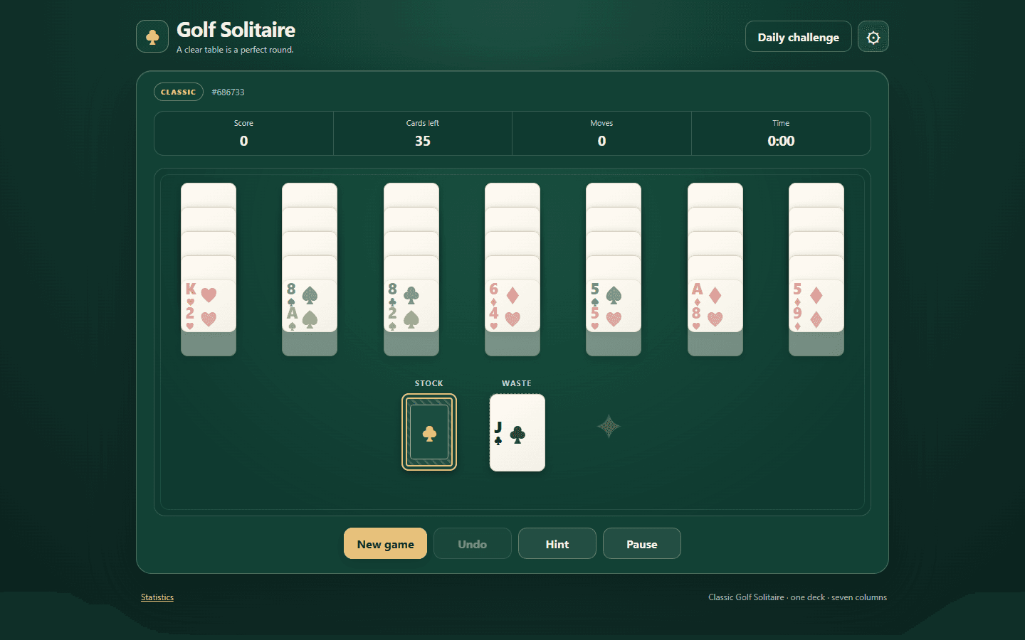 Screenshot of Golf Solitaire