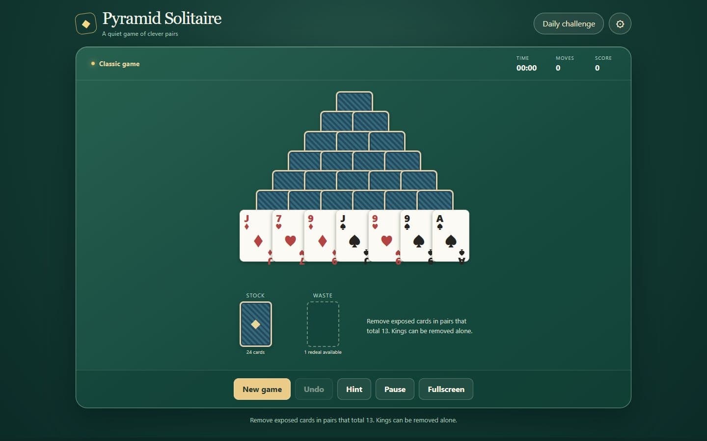 Pyramid Solitaire card pyramid