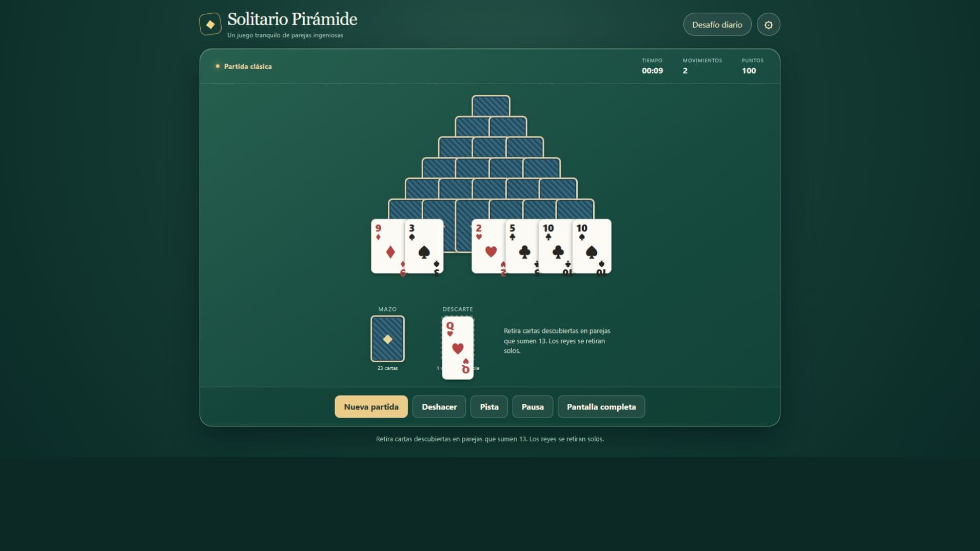 Screenshot of Pyramid Solitaire
