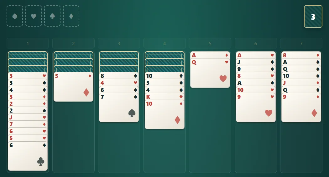 Scorpion after three moves with seven columns and the reserve available