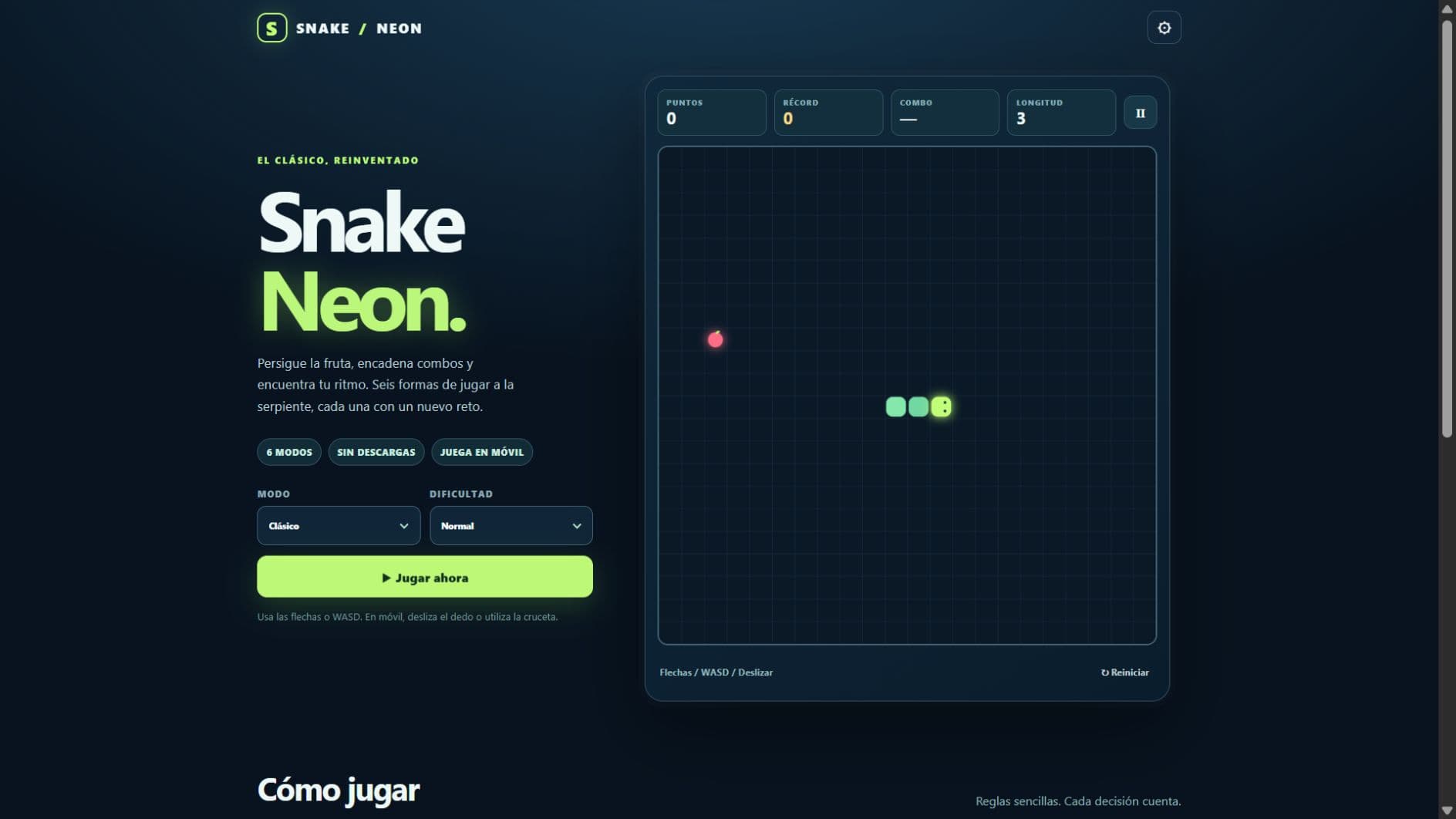 Screenshot of Snake Neon