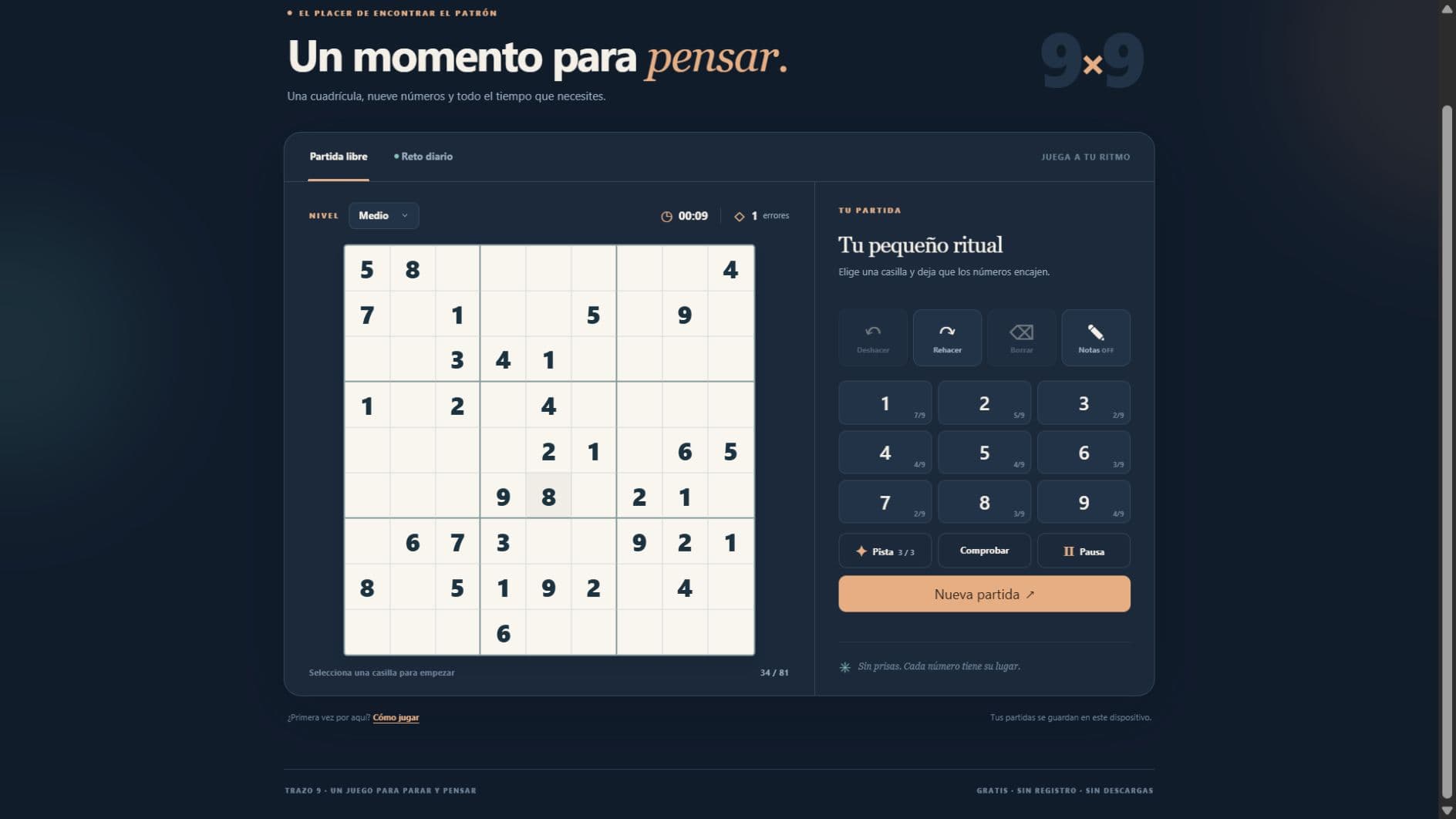 Screenshot of Trazo 9 Sudoku
