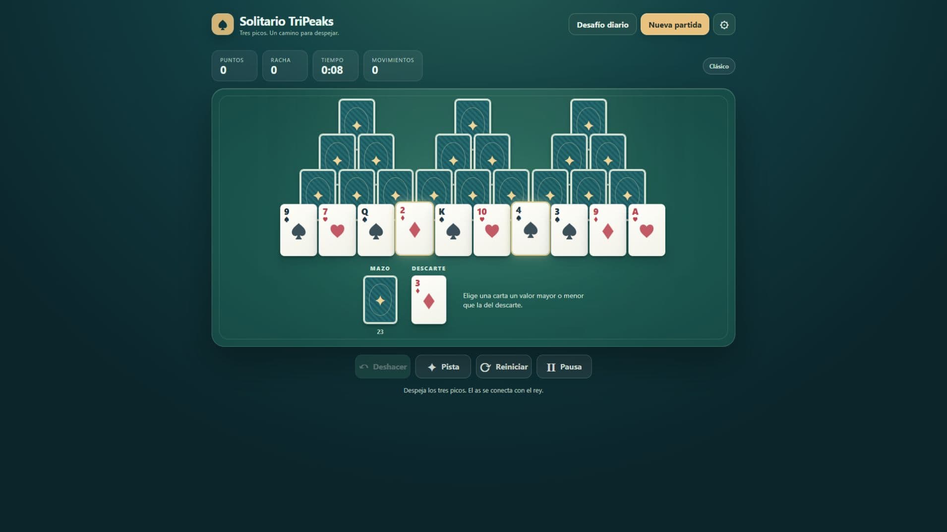 Screenshot of TriPeaks Solitaire