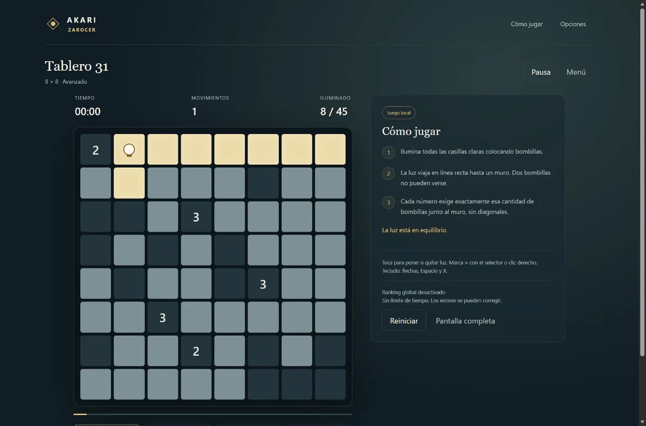 Akari large logic puzzle board