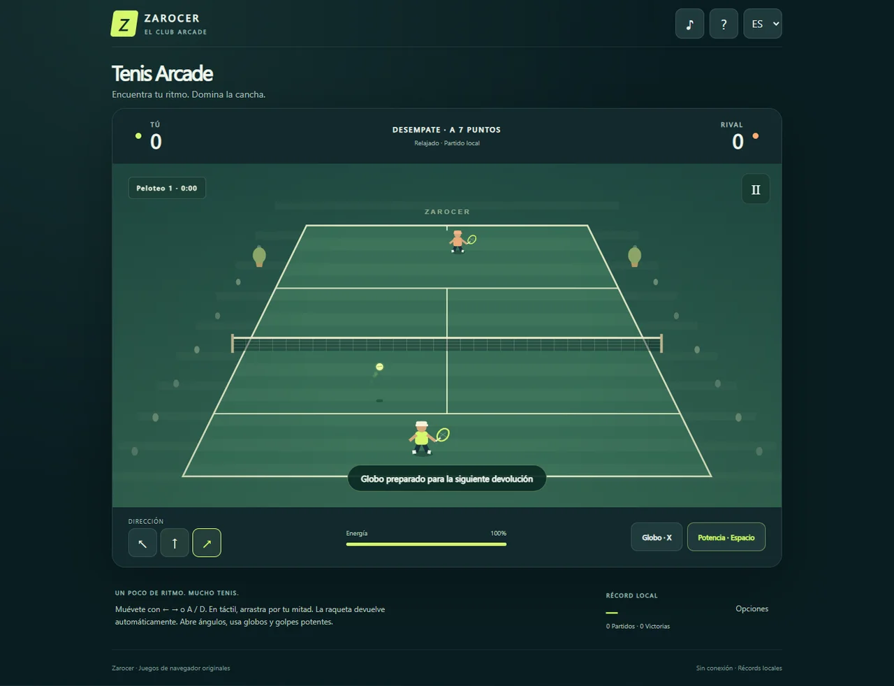 Arcade Tennis serve and court