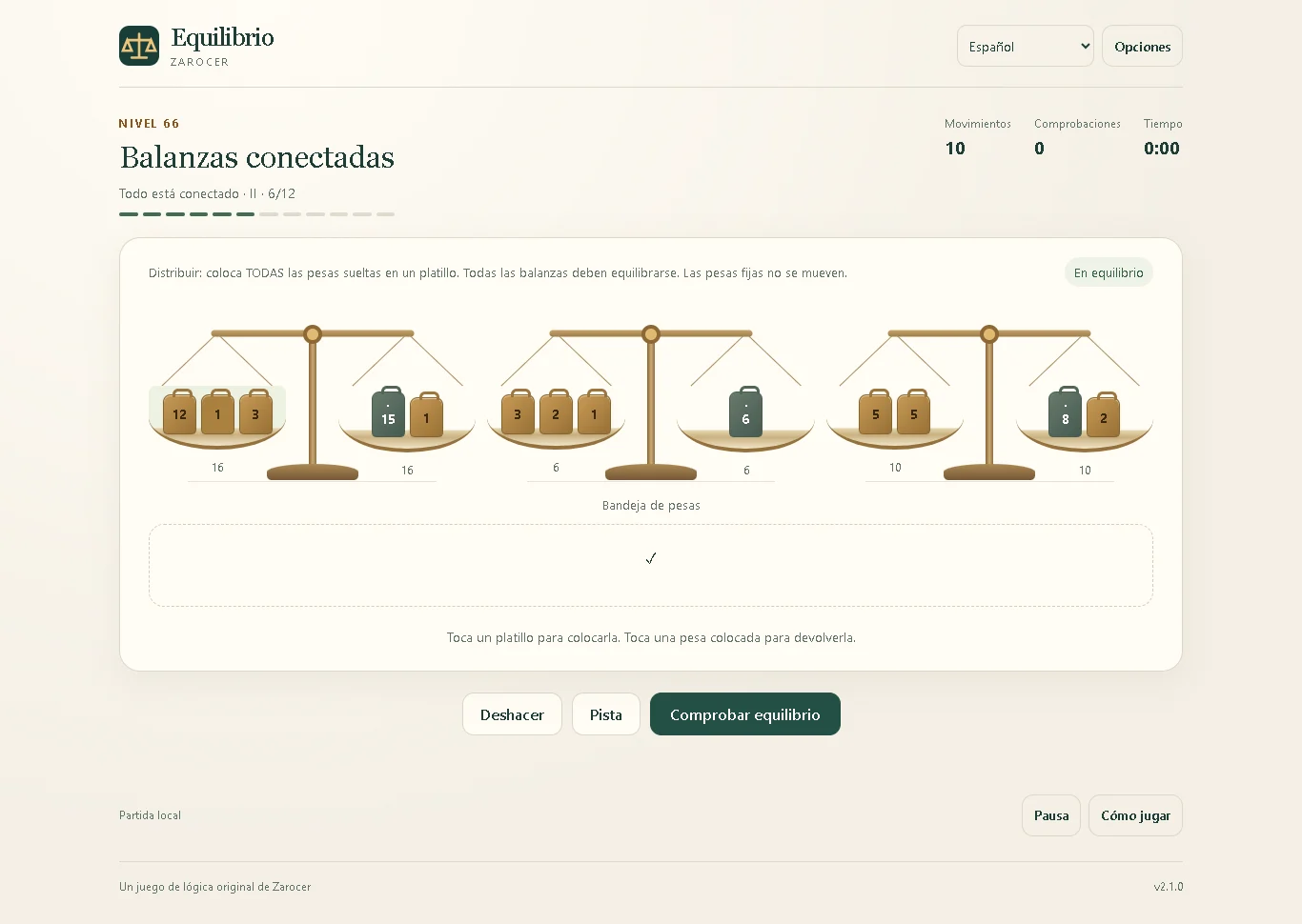 Equilibrio: Connected-scale puzzle