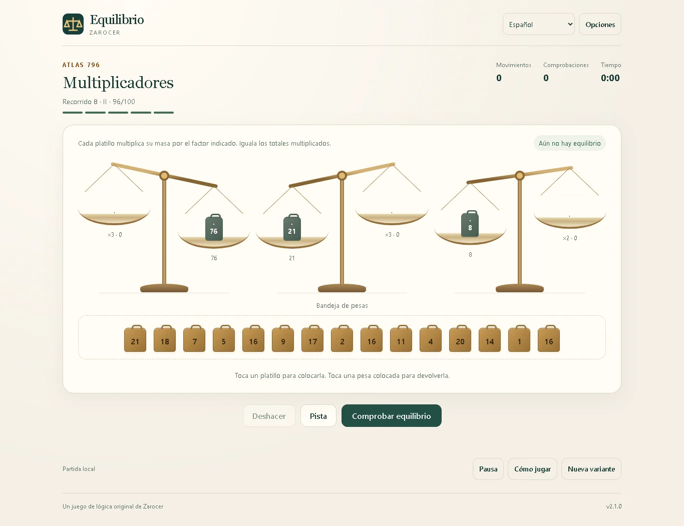 Equilibrio: Puzzle with multipliers and multiple scales