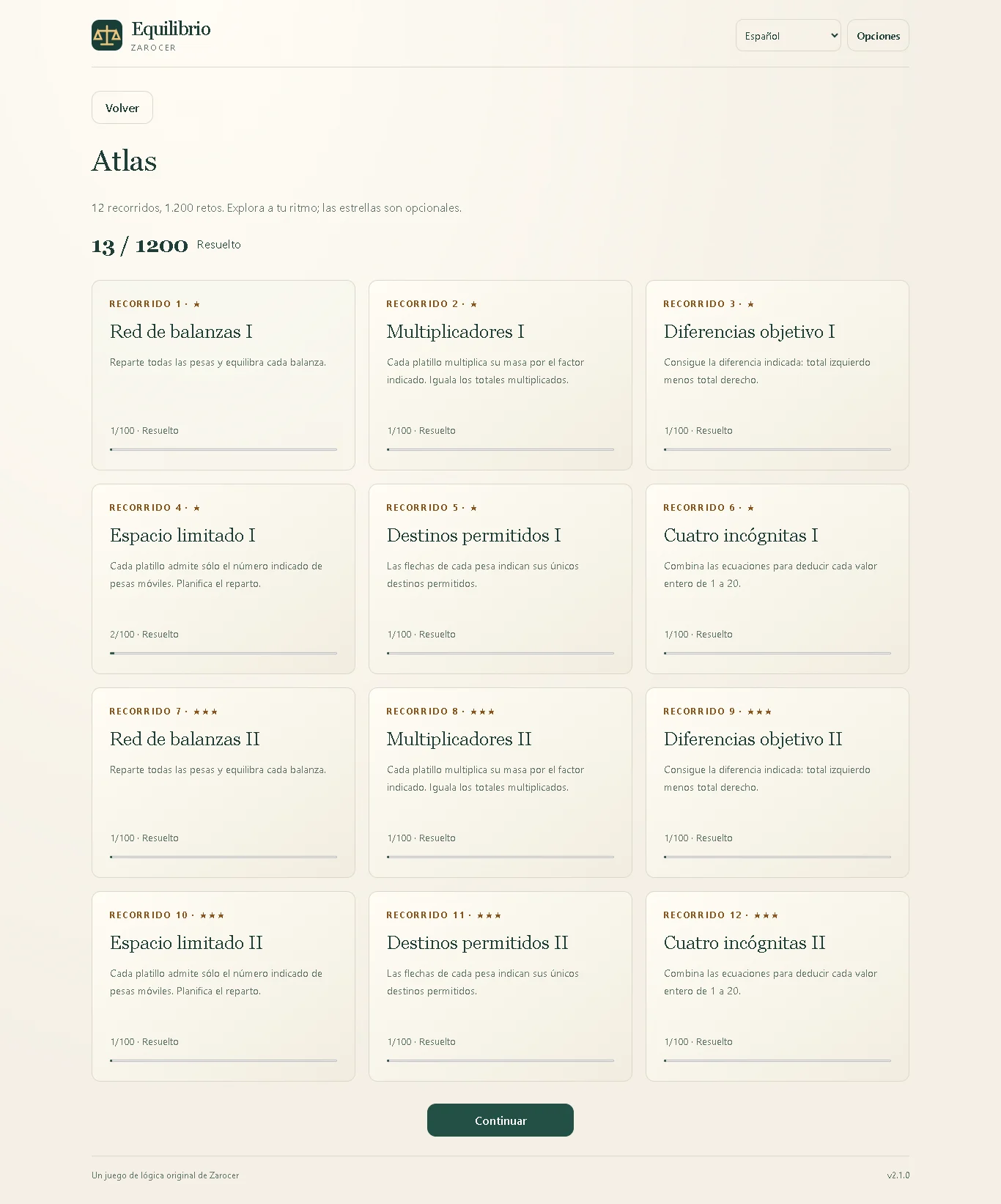 Equilibrio: Atlas chapter selection