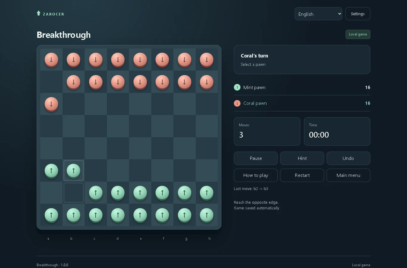 Breakthrough: Breakthrough match with the English interface