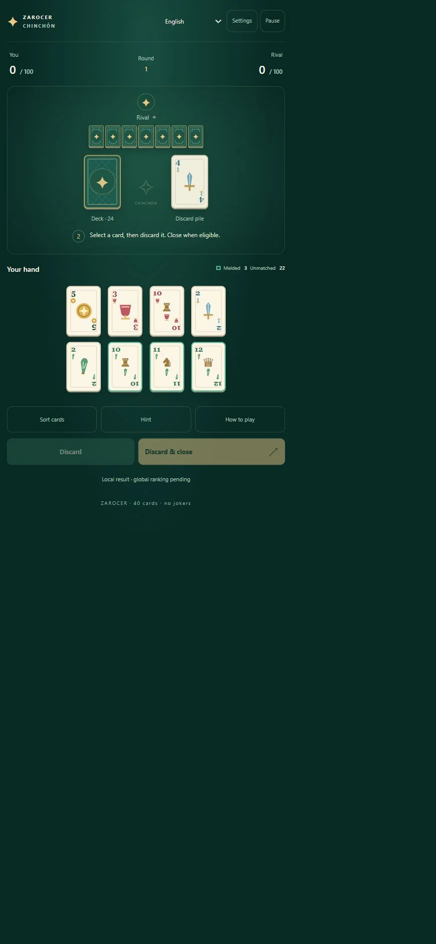 Chinchón: gameplay screenshot 2