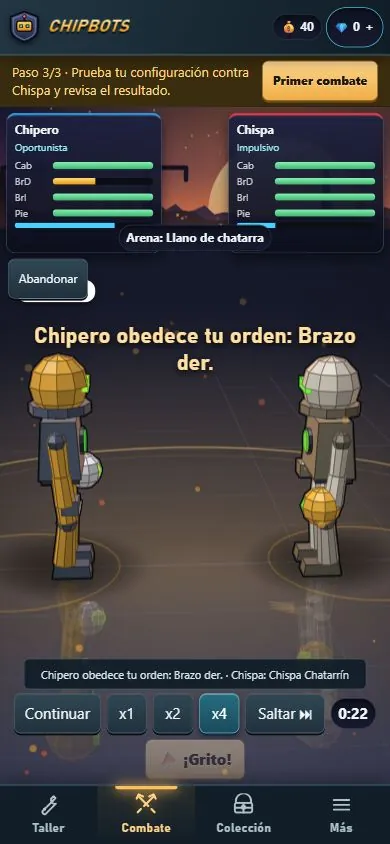 Chipbots battle adapted to a 390-pixel viewport.