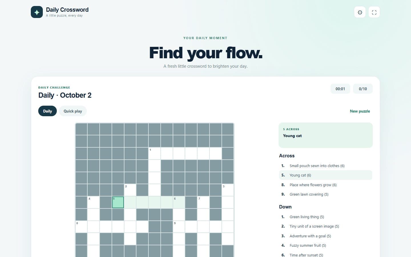 Daily Crossword grid