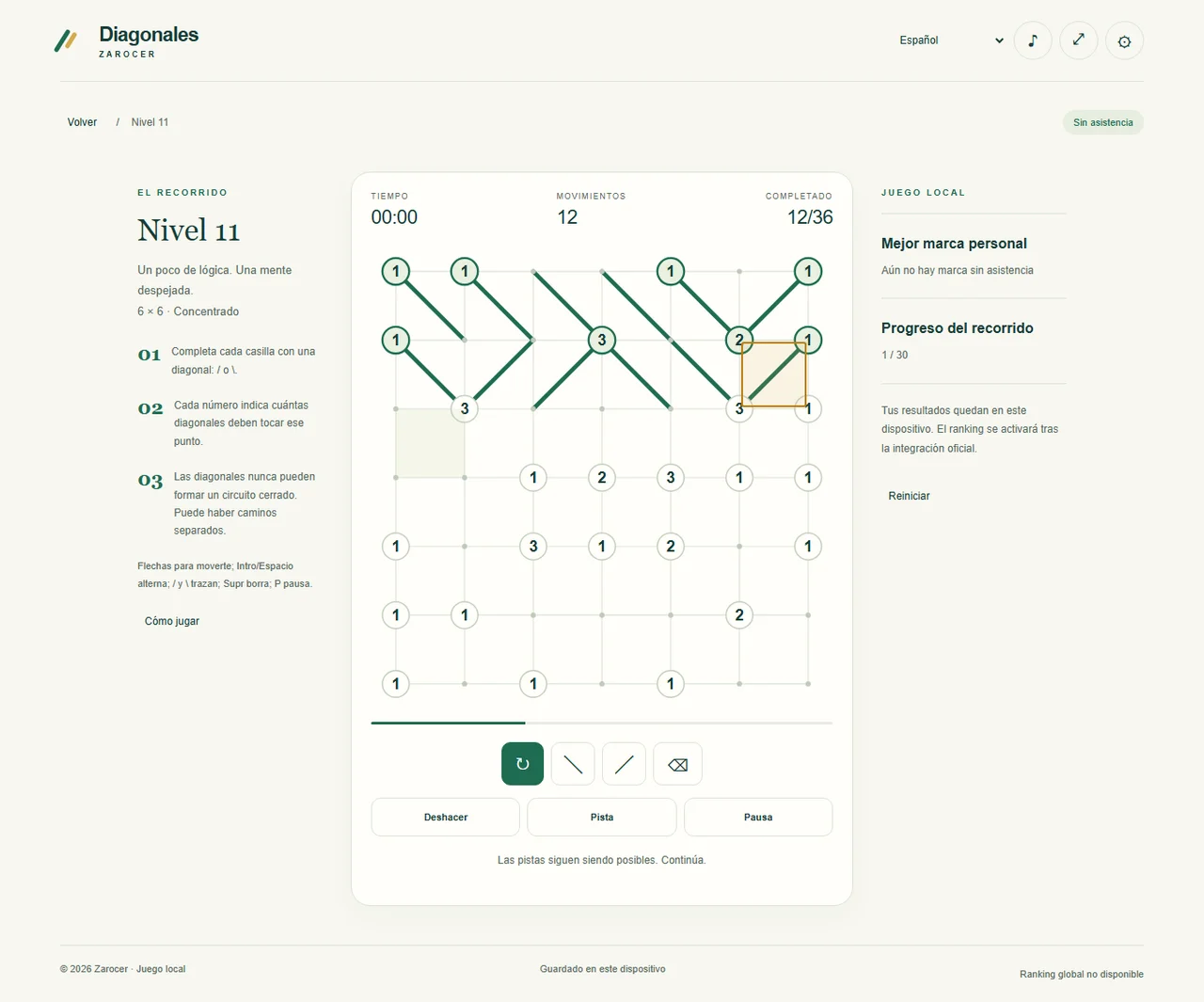 Diagonals journey board