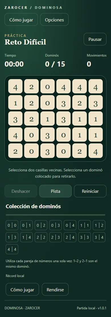 Dominosa hard board on mobile