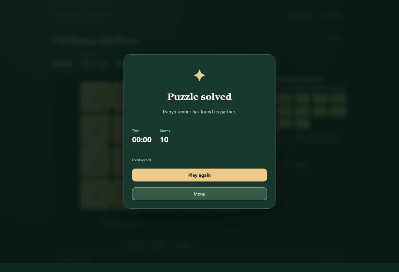 Dominosa completed puzzle result
