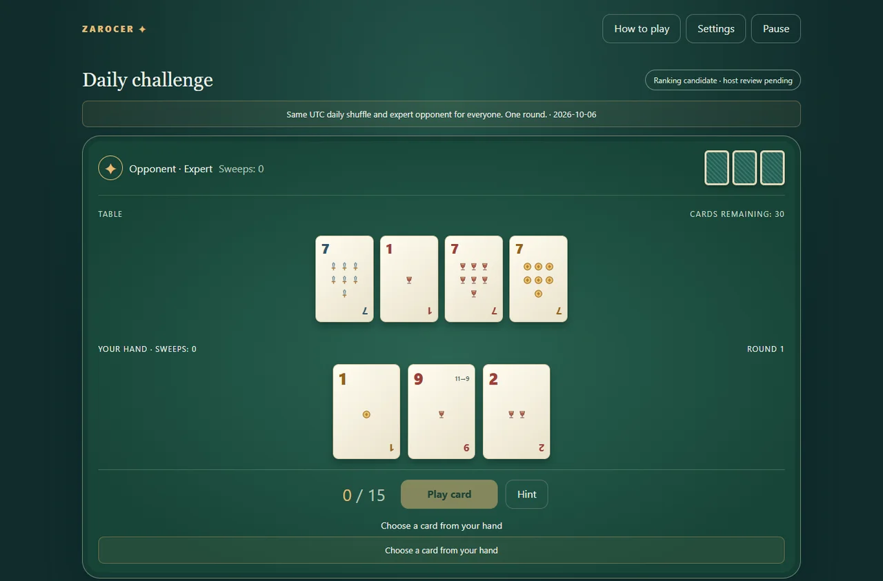 Escoba de quince: gameplay screenshot 1
