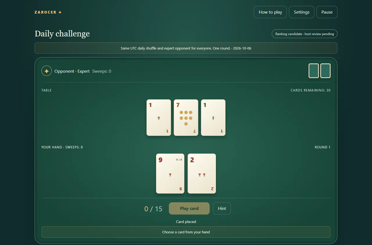 Escoba de quince: gameplay screenshot 2