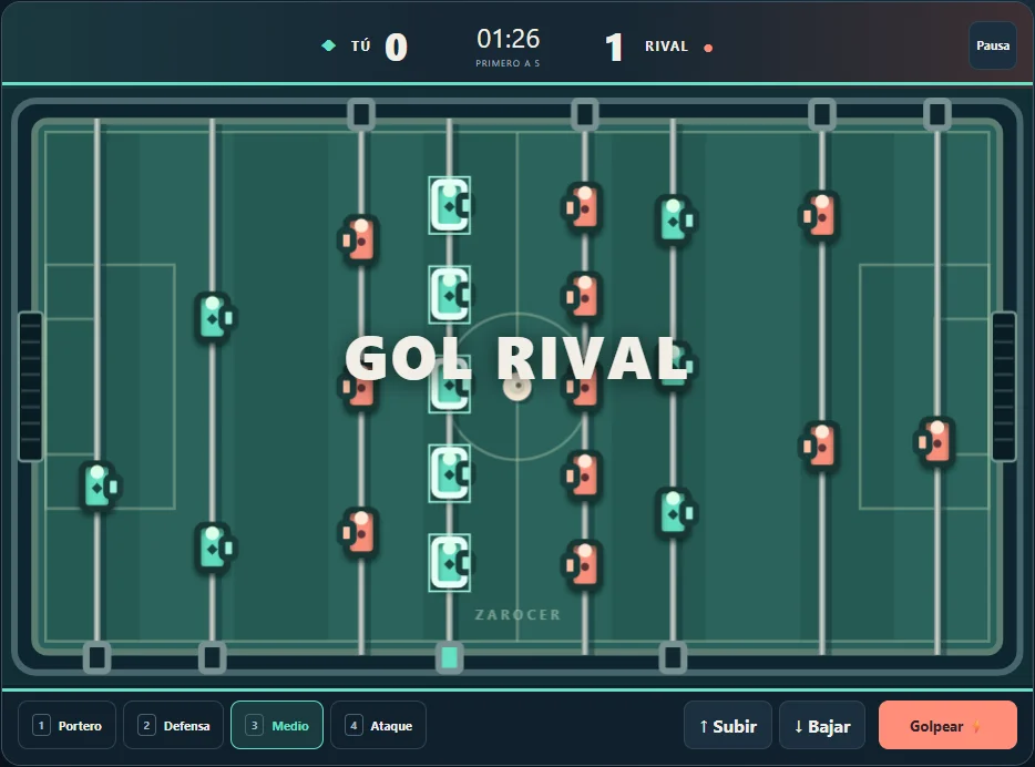 Foosball table and rods