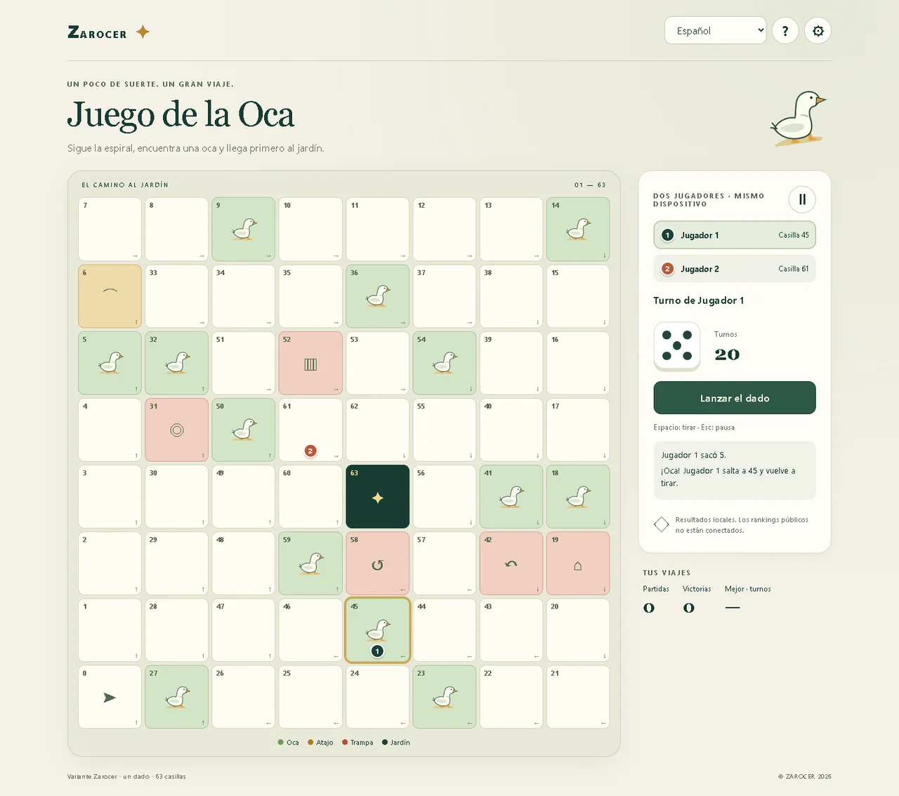 Game of the Goose: Player tokens during a game