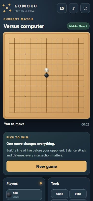 Gomoku on a mobile screen.