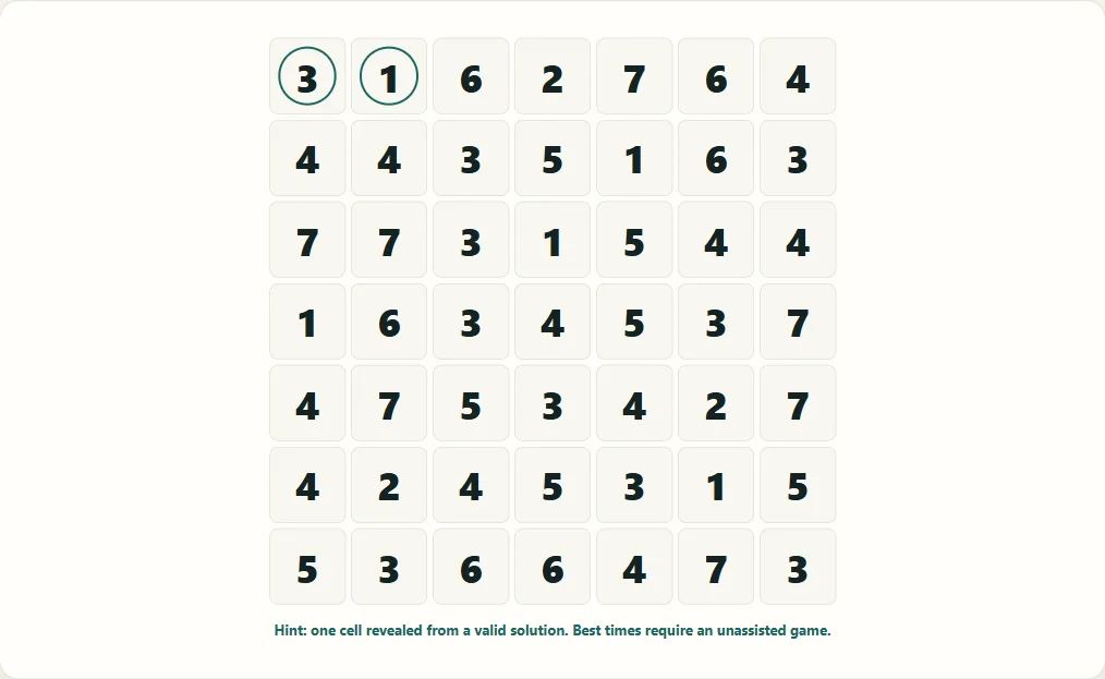 Hitori on the largest grid after 2 actual public hints.