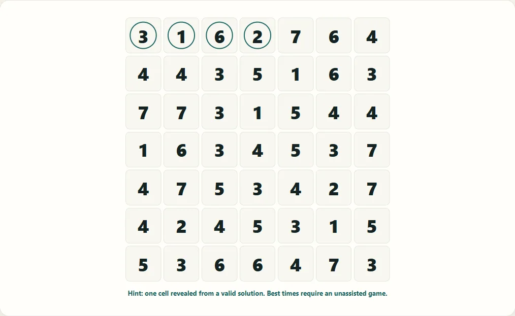 Hitori on the largest grid after 4 actual public hints.