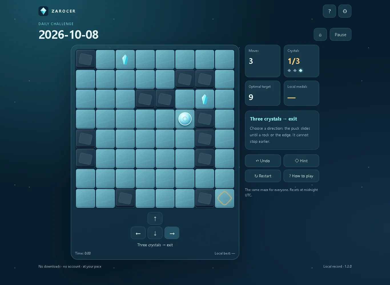 Ice Sliding Puzzle: Ice daily-challenge board