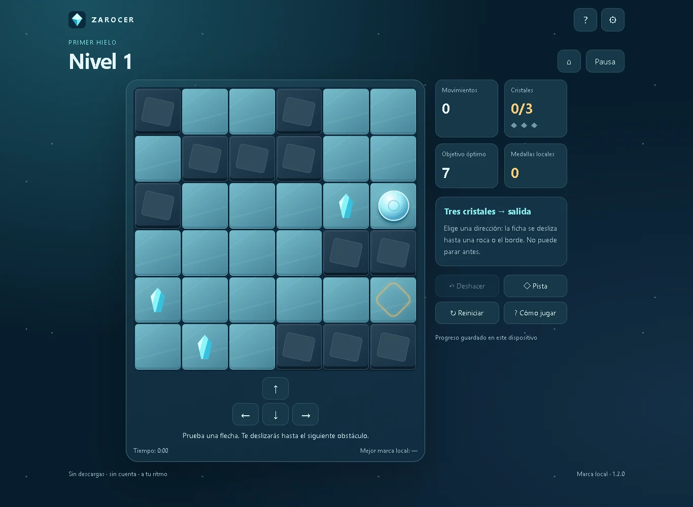 Ice Sliding Puzzle: Initial Classic mode board