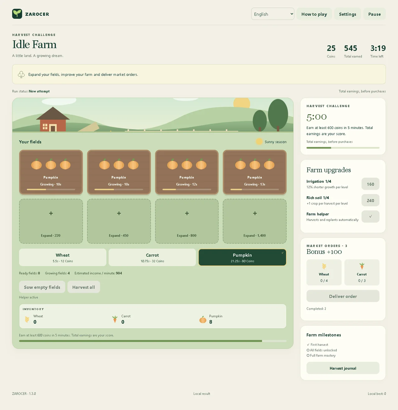 Idle Farm: version 1.3.0, 2