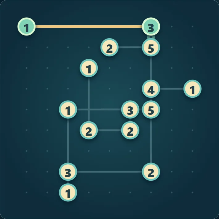 Actual fifteen-island Hard Hashi puzzle after 2 public hints.