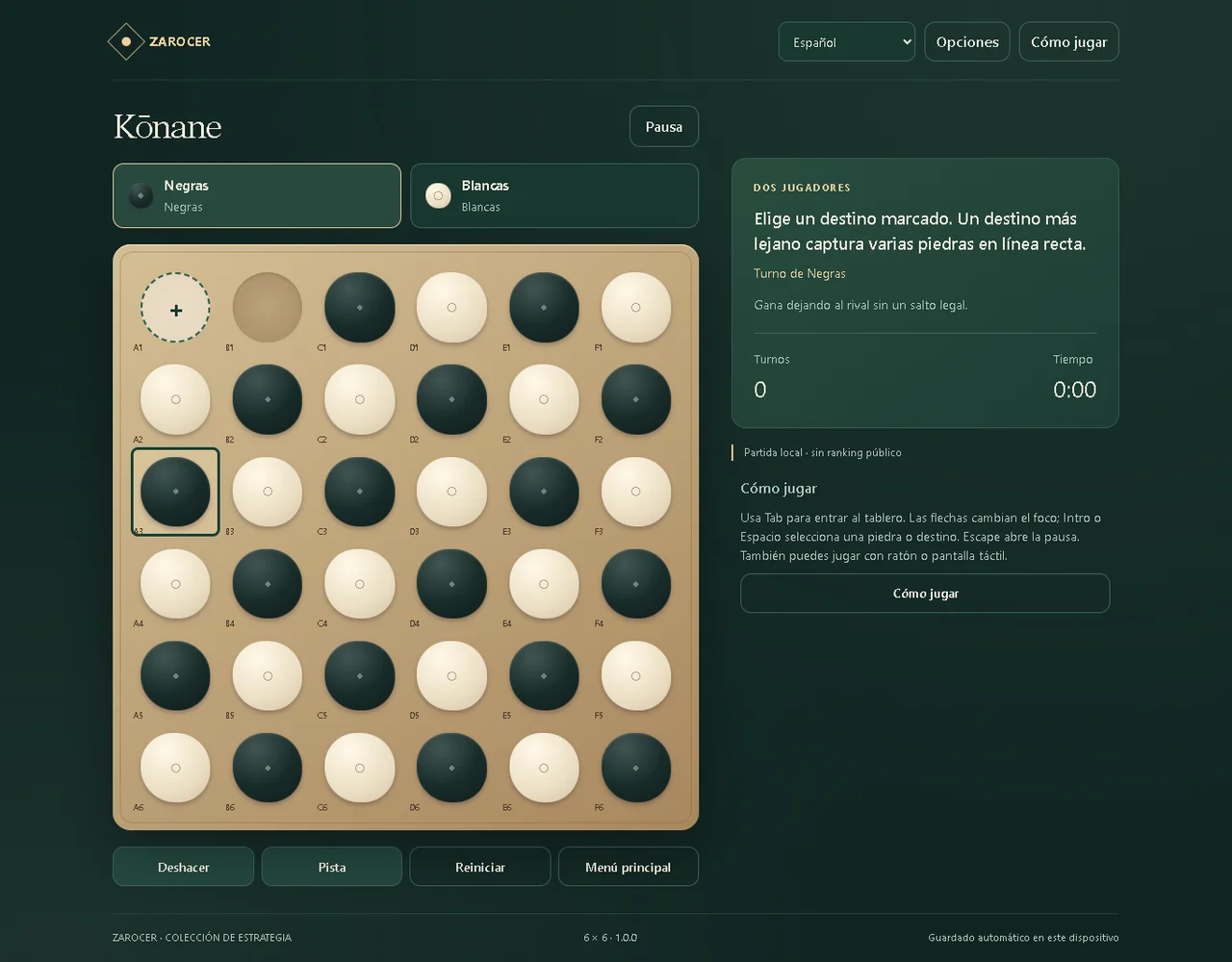 Kōnane: Light and dark pieces with the opening board gap