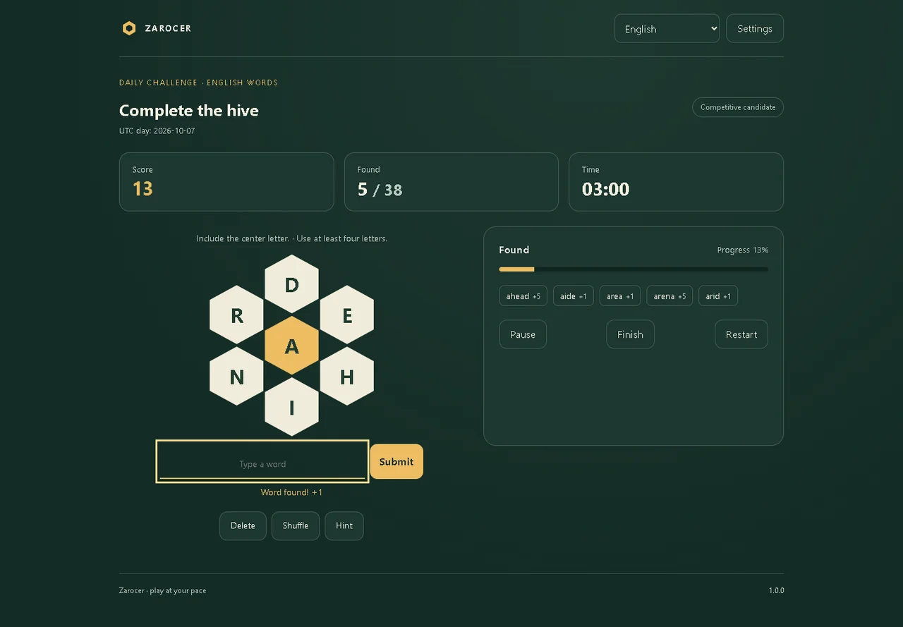Letter Hive: Another hive with a word entry field