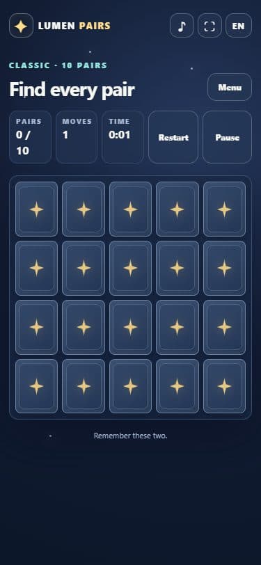 Lumen Pairs on a mobile screen.