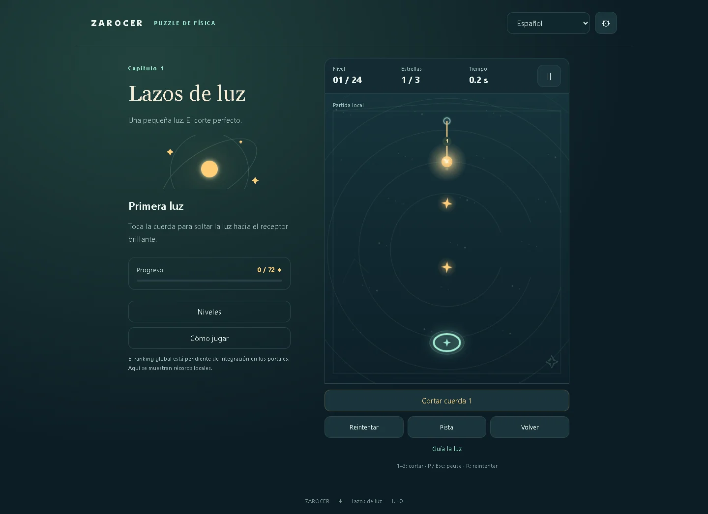 Lumen Tethers: First Lumen Tethers level with rope, stars and receiver