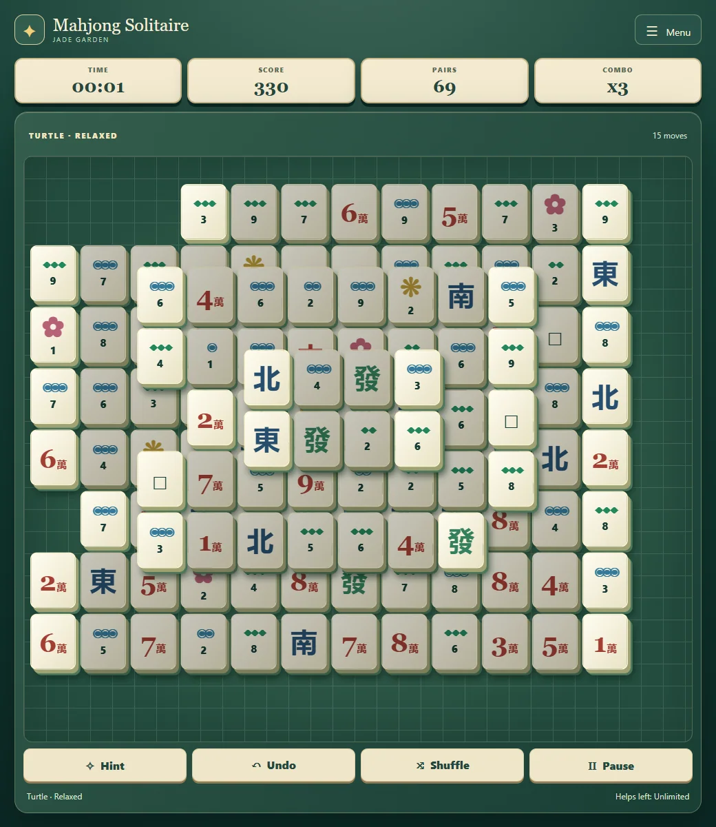 Mahjong after removing three pairs