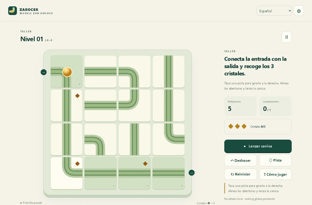Marble Run Builder: Track with crystals and launch control