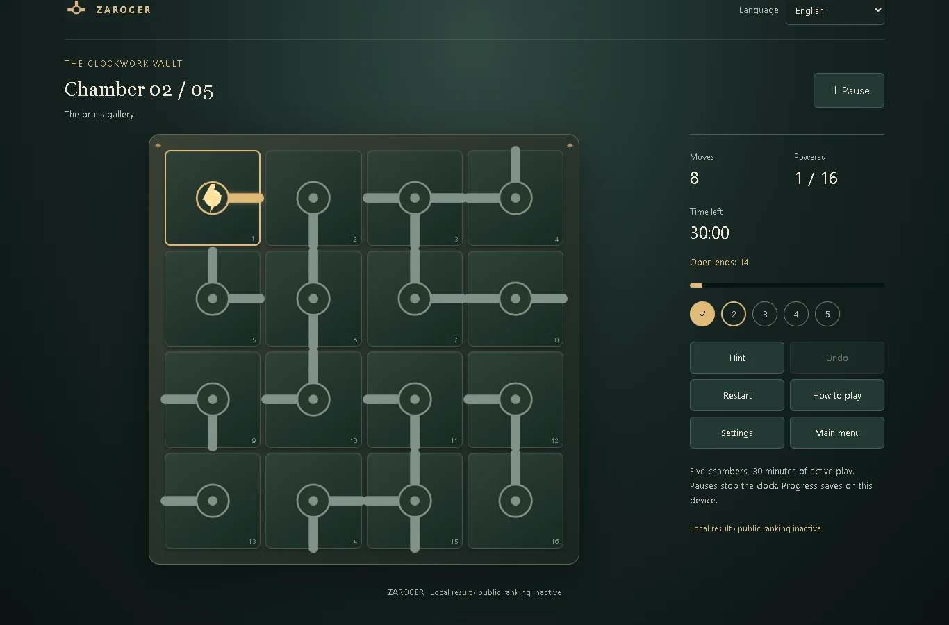 Mechanical Escape Room: Mechanical circuit with the English interface