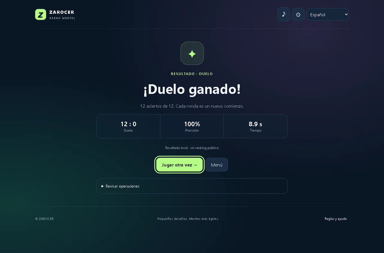 Mental Math Duel: Summary of a completed duel