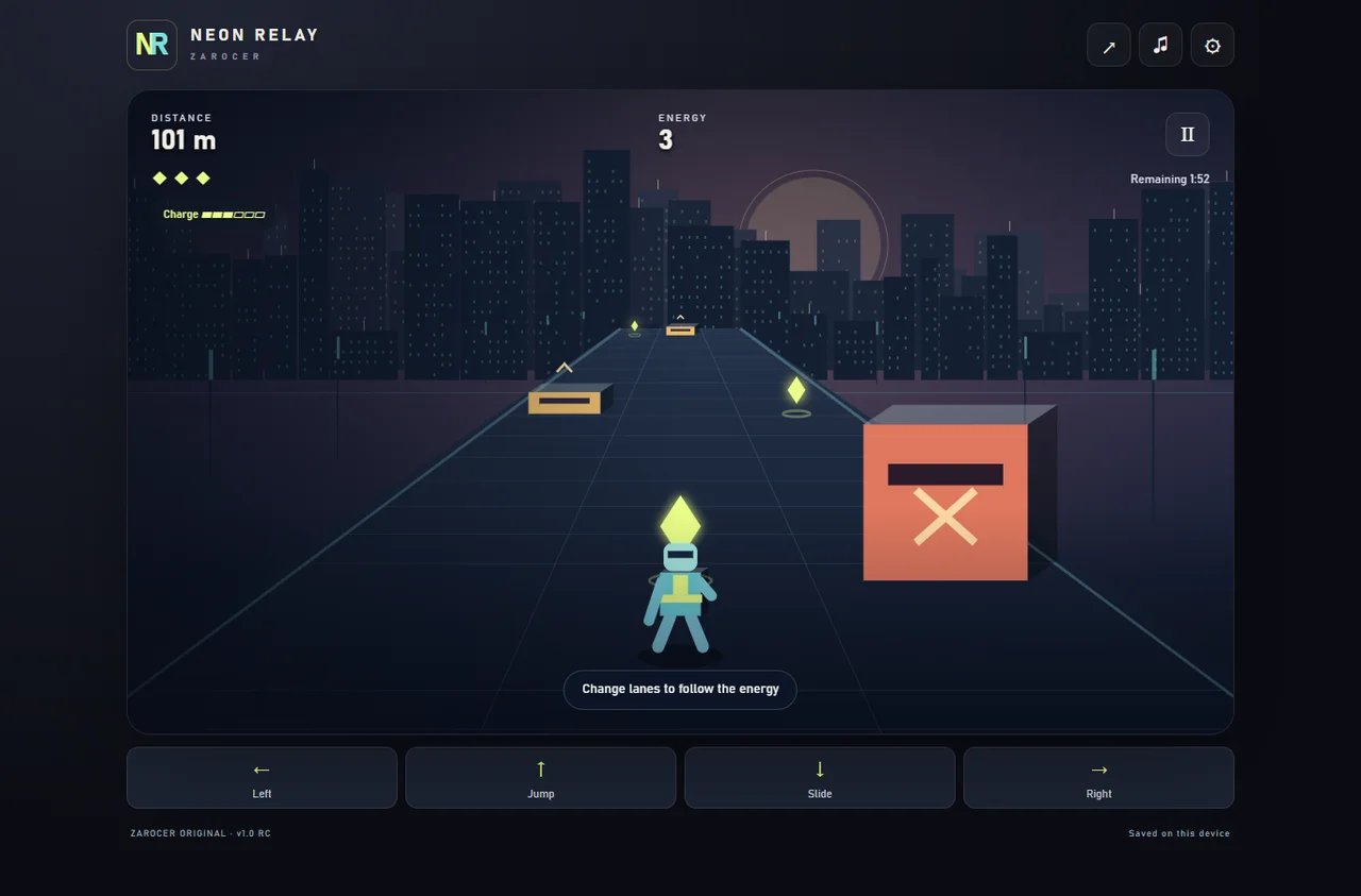 Neon Relay running controls