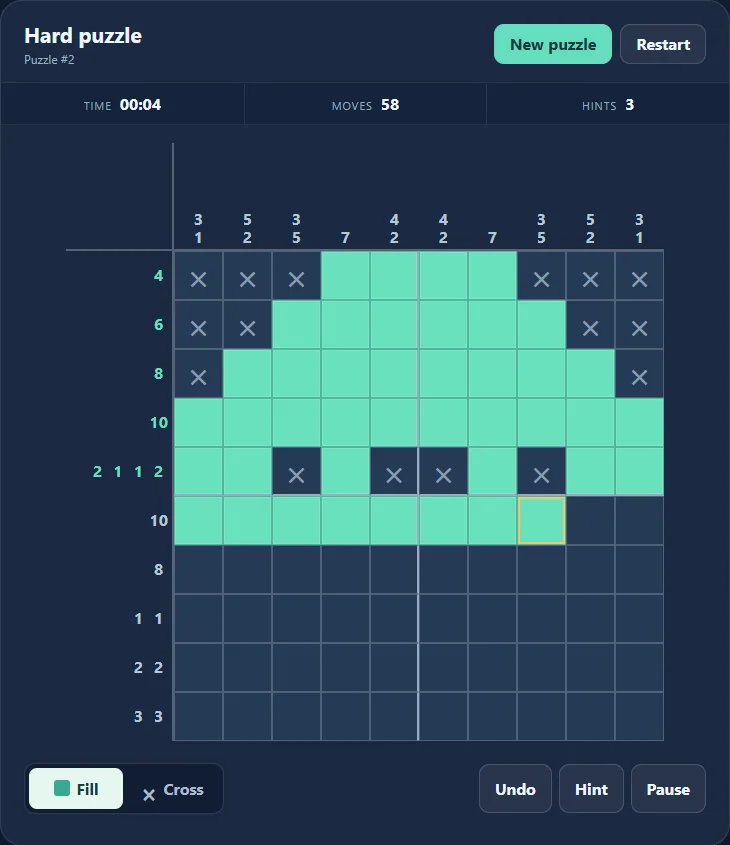 Nonogram with 42 filled cells