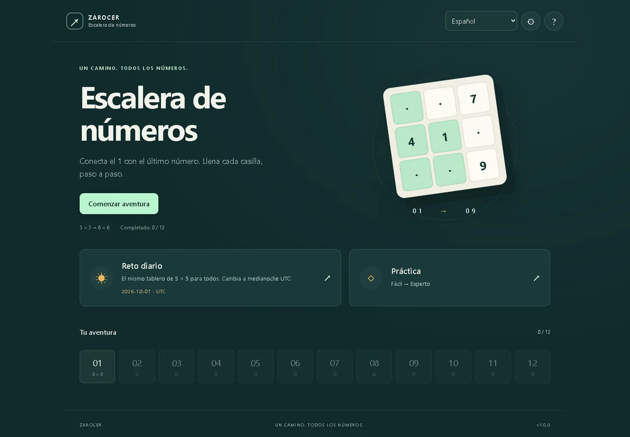Number Ladder: Menu and number path journey entry