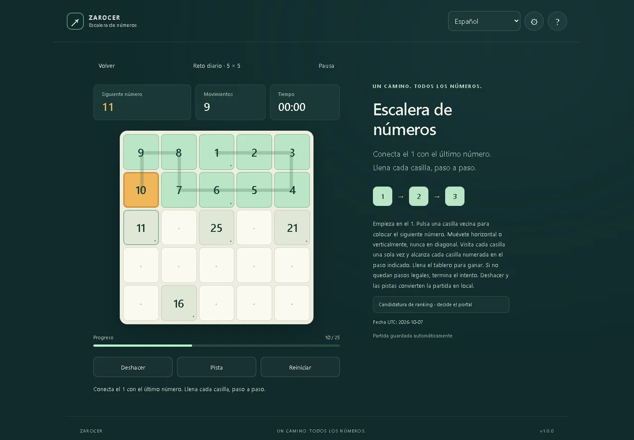 Number Ladder: Grid with numbered checkpoints during a puzzle