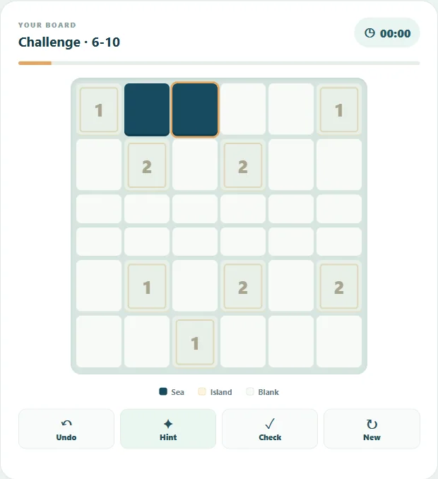 Nurikabe: Islands & Sea on the largest grid after 2 actual public hints.
