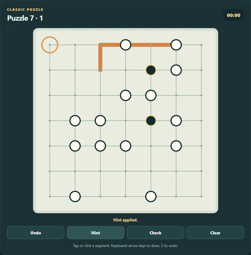Perla Loop: Masyu on the largest grid after 4 actual public hints.