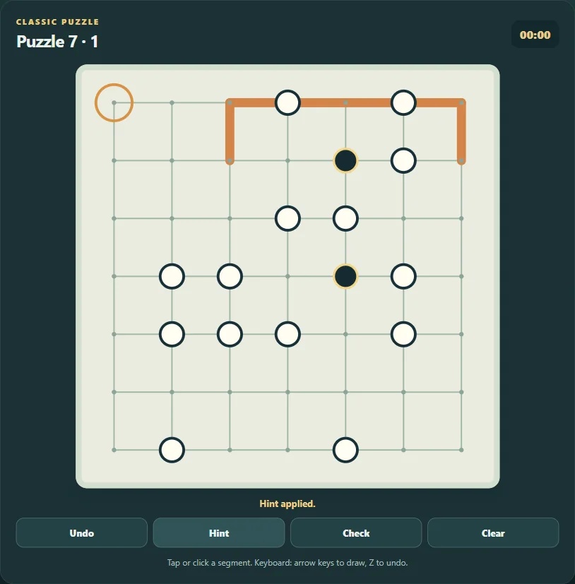 Perla Loop: Masyu on the largest grid after 6 actual public hints.